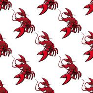 Cartoon red lobsters seamless pattern