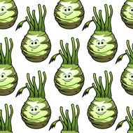 Ripe kohlrabi vegetables seamless pattern