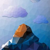 Abstract mountains and sky with clouds in triangle design