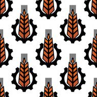 Seamless pattern of wheat with gear wheels