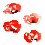 Collection of watercolor poppy flowers N3