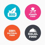 Natural Bio food icons Halal and Kosher signs N4