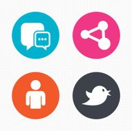 Social media icons Chat speech bubble and Share N3
