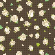 Seamless patern with beige roses on a brown background