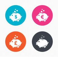 Piggy bank icons Dollar Euro Pound moneybox N2
