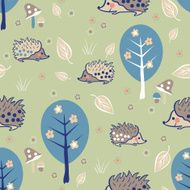 seamless pattern with hedgehog