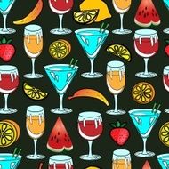 Seamless vector pattern with cocktail