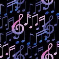 Watercolor musical notes pattern N3