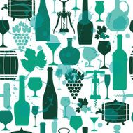 Wine seamless pattern in green colors