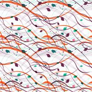 Floral seamless pattern Abstract waves with leaves eco nature background N17