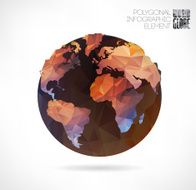 Vector world globe triangular map of the earth N4