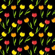 Floral Seamless Pattern Background with Tulips Vector Illustrati N6