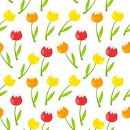 Floral Seamless Pattern Background with Tulips Vector Illustrati N7