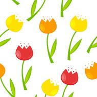 Floral Seamless Pattern Background with Tulips Vector Illustrati N8