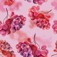 Seamless background pattern with watercolour grapes toned