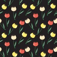 Floral Seamless Pattern Background with Tulips Vector Illustrati N10