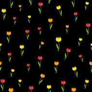 Floral Seamless Pattern Background with Tulips Vector Illustrati N12