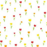 Floral Seamless Pattern Background with Tulips Vector Illustrati N13