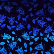 Seamless texture with flowers on black background N2