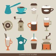 Flat coffee icons N4