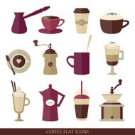Flat coffee icons N7