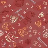 Seamless pattern with tea accessories
