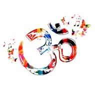 Colorful vector om symbol background with butterflies