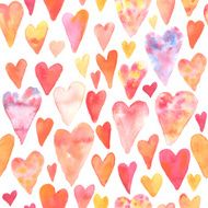 Seamless pattern with watercolor hearts N4
