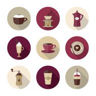 Flat coffee icons N9