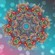 Circle mandala lace hand-drawn kaleidoscope ornament vector card N2