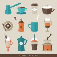 Flat coffee icons N12