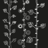 Set of hand-painted trees Seamless pattern or border