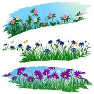 Set of brushstroke flower frames
