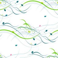 Floral seamless pattern Abstract waves with leaves eco nature background N19