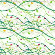 Floral seamless pattern Abstract waves with leaves eco nature background N20