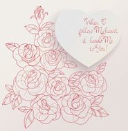 Vintage card roses bouquet romantic quotes N9