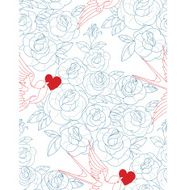 Old school tattoo seamless with tru love signs N3