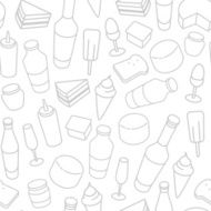 Food thin line icon seamless pattern