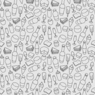 Food line icon seamless pattern Modern vector background