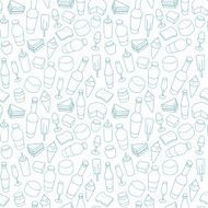 Blue food line icon seamless pattern