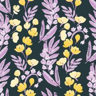 Vintage Watercolor Wallpaper of hand drawn Flowers and Leaf N4