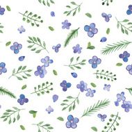 Little Cute Watercolor Flowers and Leaf seamless pattern N2