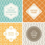 Set of vintage frames on mono line seamless background N2