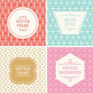 Set of vintage frames on mono line seamless background N3