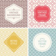 Set of vintage frames on mono line seamless background N4