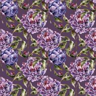 Seamless pattern with flowers Watercolor illustration N2