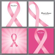 Breast Cancer Awareness Pink Ribbon Background Collection Set Ve N2