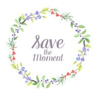 Berry branch watercolor vector handpainted frame N4