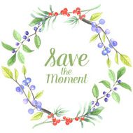 Berry branch watercolor vector handpainted frame N6
