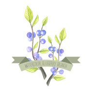 Berry branch watercolor vector handpainted set N4